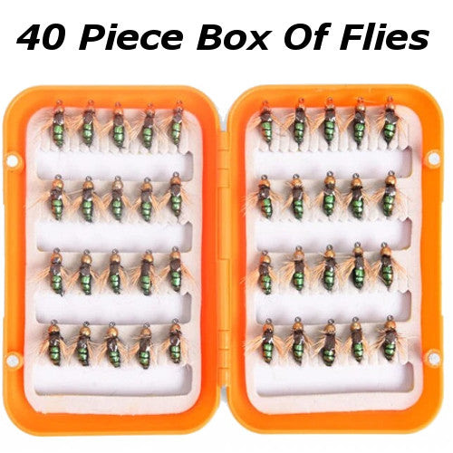 40 Piece Kit of Assorted Flies With Plastic Box