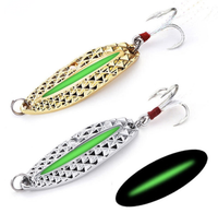 1 Piece Glow In The Dark Stripe Spoon 7g 10g 15g - Great for saltwater and freshwater fishing