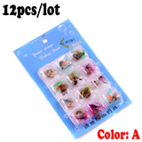 12 Set of Colorful Flies For Trout