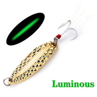 1 Piece Glow In The Dark Stripe Spoon 7g 10g 15g - Great for saltwater and freshwater fishing
