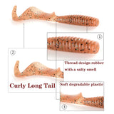 5 Piece Lot Curly Worms Soft Bait 55mm Jig/Wobbler Soft Bait