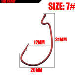 20 Pieces Offset Worm Hook - Sizes #1 to #7 - High Carbon Steel